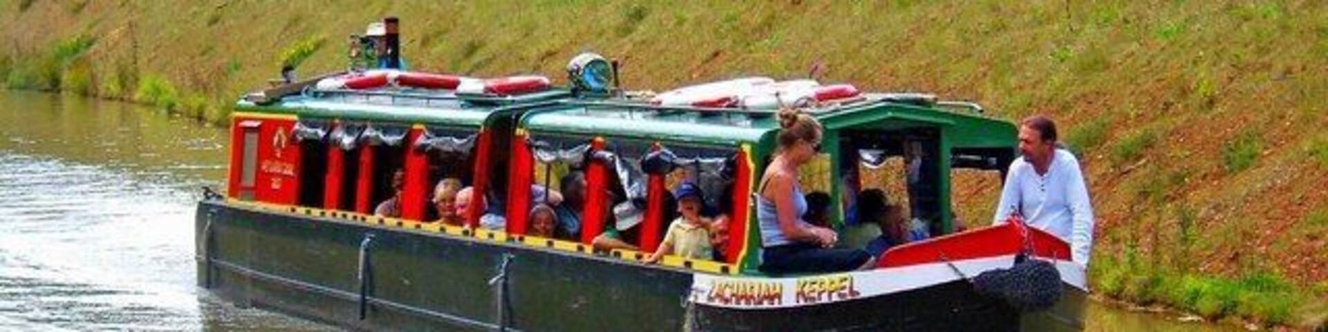 "Zachariah Keppel", trip boat, on the Wey & Arun Canal. The boat, operated by the Wey & Arun Canal Trust, is heading for Brewhurst Lock. It is licensed to carry 30 passengers.