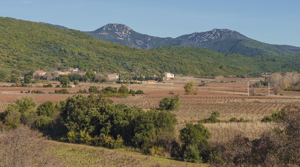 General view of the hamlet of Lugné from the Southwest. Cessenon-sur-Orb, Hérault, France.