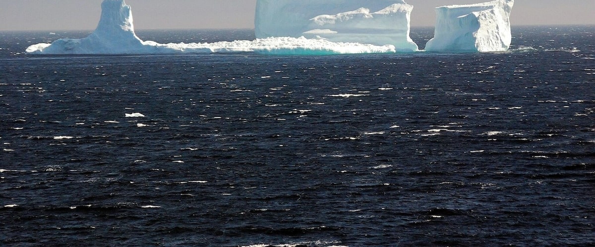 Icebergs in the ocean.