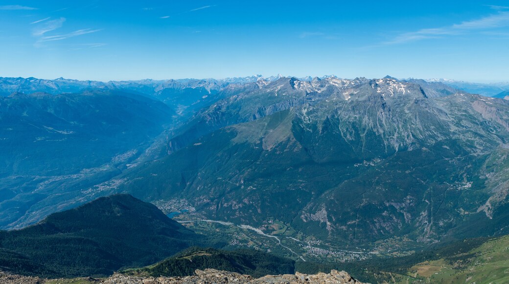 Val Cenischia and higher part of Val di Susa valleys with peaks above in Piedmont region in Italy nera borders with France