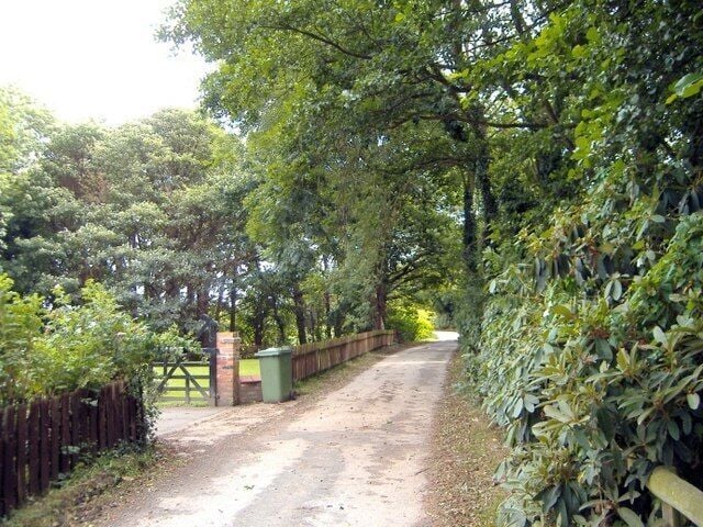 Crowton - Sandhole Lane. Crowton. View along Sandhole Lane (signed as unsuitable for motors) from just east of its junction with Marsh Lane.