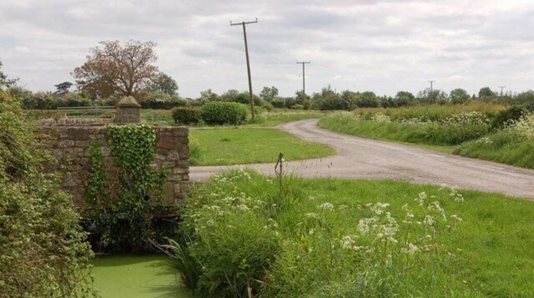 Longlands Lane crossing the Caldicot Levels View looks southwards along Longlands Lane towards the village of Redwick. The Caldicot Levels are drained by several prominent dykes including the one in the left foreground.