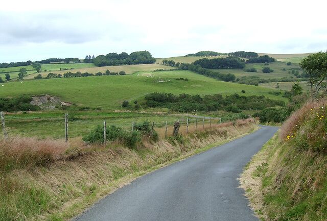 Lane from Bwlch-Llan, and farmland , Ceredigion