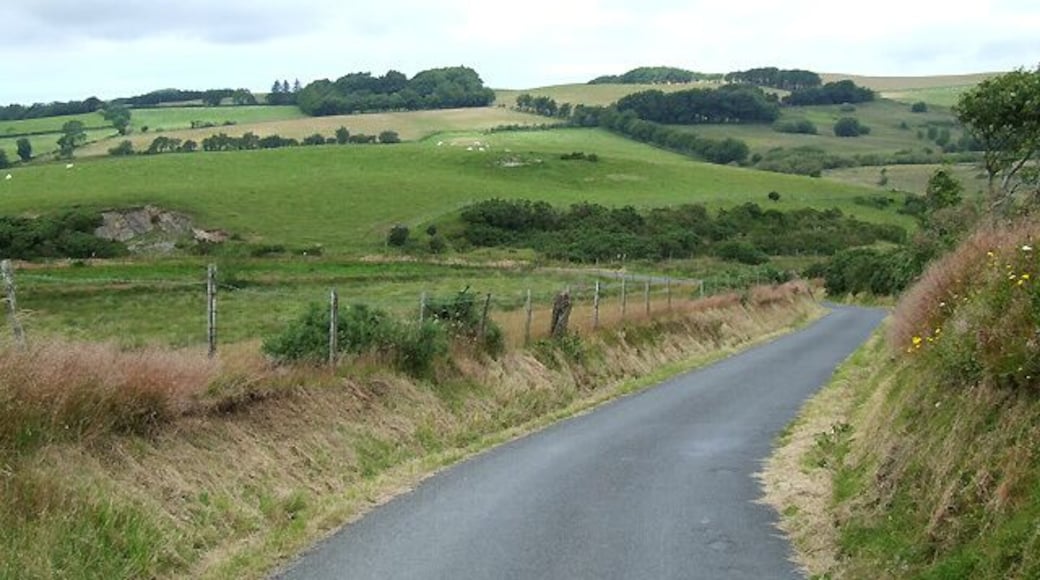 Lane from Bwlch-Llan, and farmland , Ceredigion