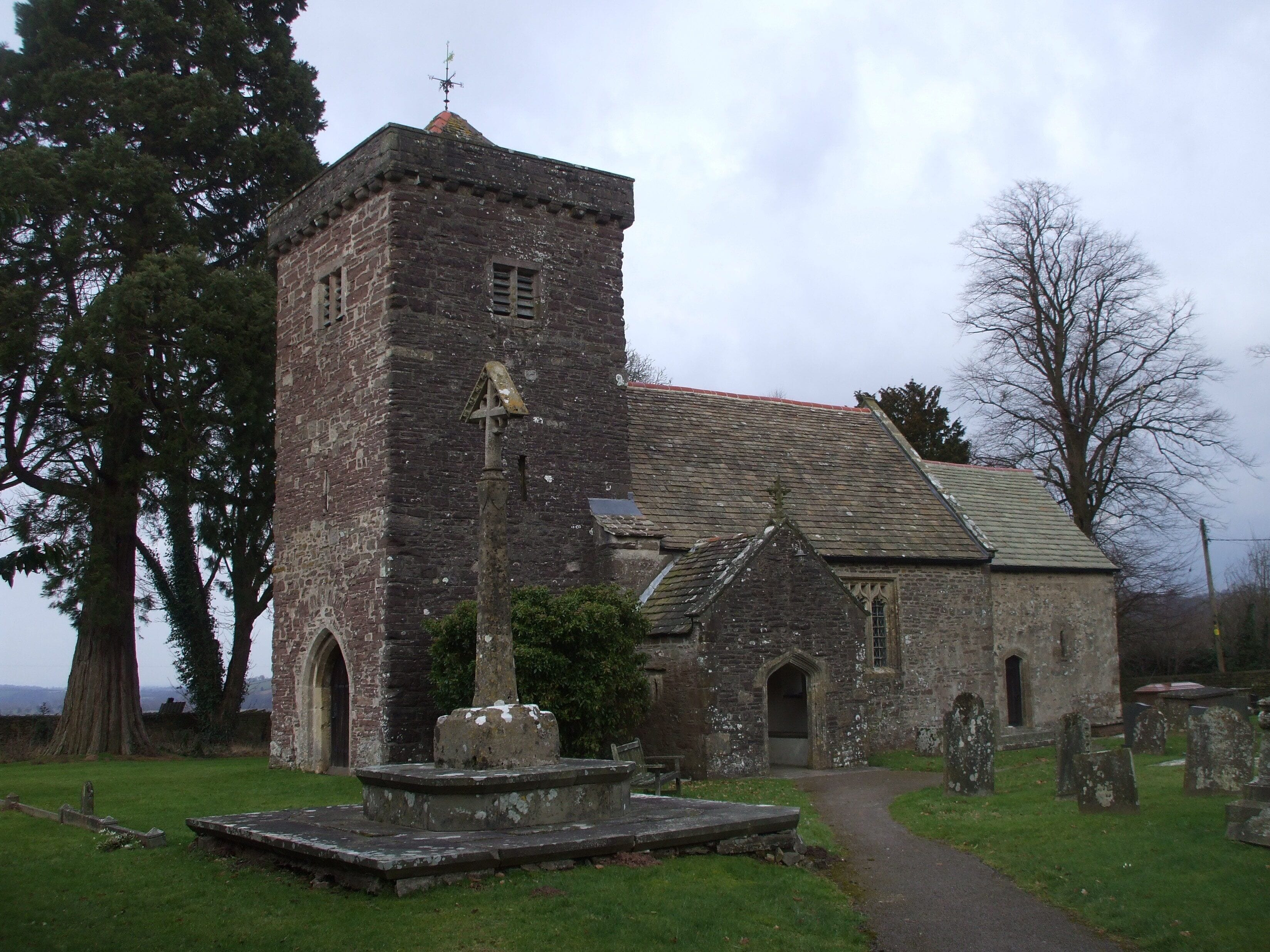 The Cross, Tredunnock churchyard The lower part of the cross is mediaeval, but the upper part was restored in 1910.