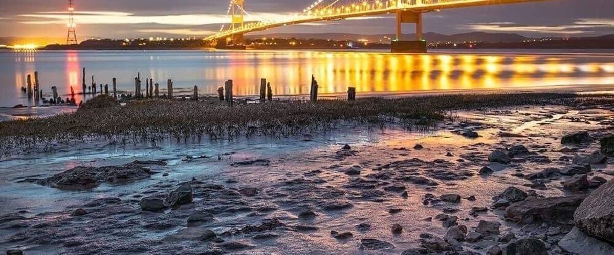 Severn bridge at night