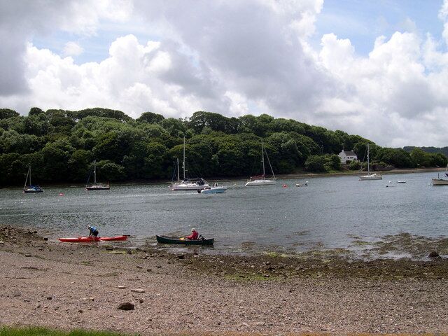 Boats at low tide at Lawrenny Quay