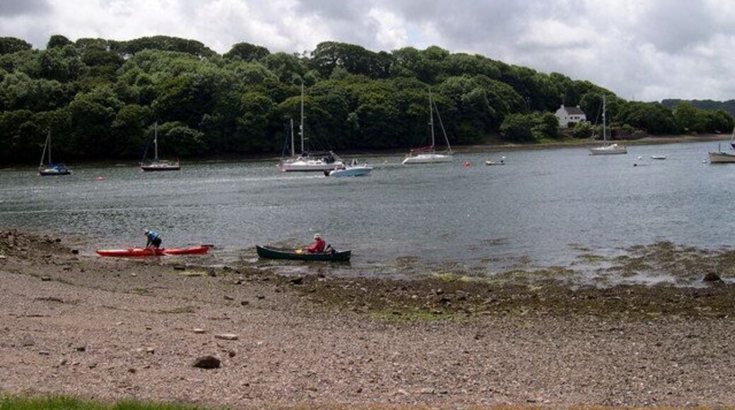 Boats at low tide at Lawrenny Quay
