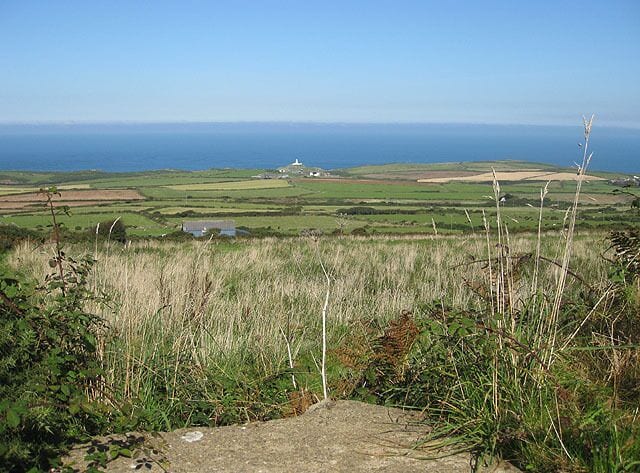 Patchwork of coastal farmland near Strumble Head Viewed from the entrance to Tan-y-myndd.
