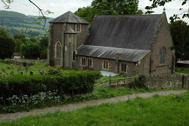 Christ Church, Govilon Originally built in 1847 as a chapel of ease, it was enlarged into the parish church in 1860. Here the church is viewed from the towpath of the Monmouthshire and Brecon Canal.