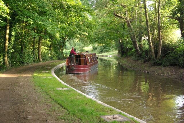 Monmouthshire & Brecon Canal, Govilon The canal passes through a typically sylvan stretch above Govilon village.