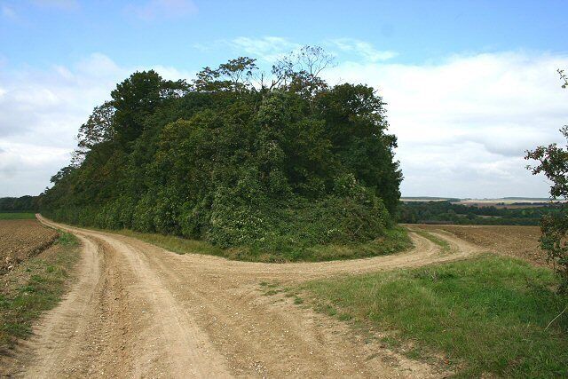 Harcamlow Way, near Bartlow The long-distance Harcamlow Way, so named because it starts and ends at Harlow, with Cambridge in the middle, takes the left-hand fork at this junction, heading towards the village of Bartlow.