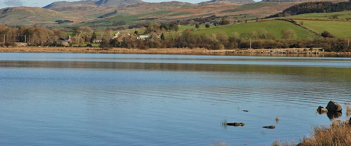 Llyn Trawsfynydd Looking across the south west corner of the lake. The distinctive outline of Arenig Fawr can be seen in the distance.