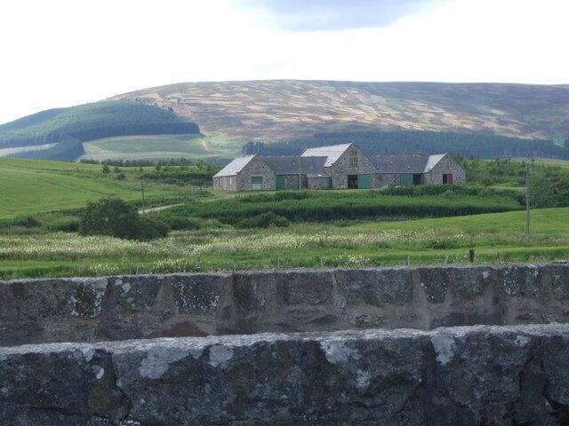 Bridgend steadings From the A97 bridge at Mossat.