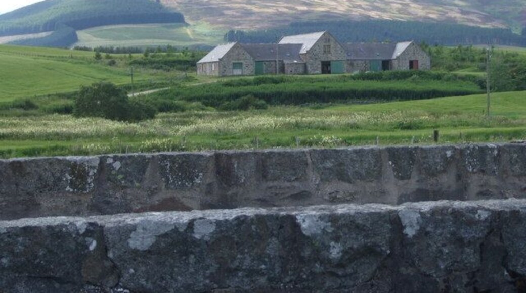 Bridgend steadings From the A97 bridge at Mossat.