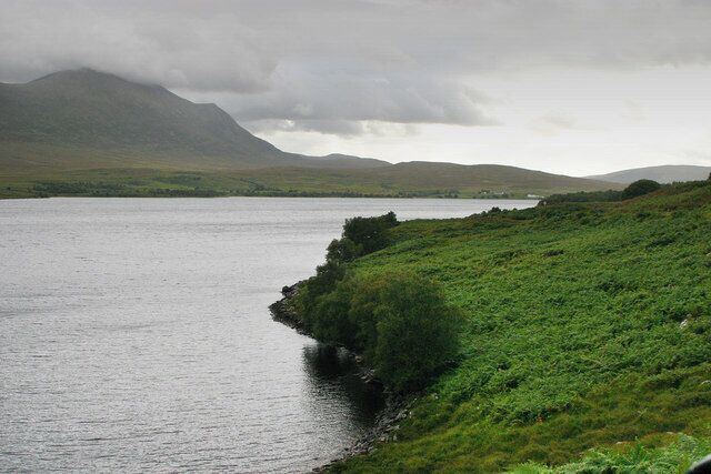 Loch Naver Promontory A close view of this promontory, with Ben Klibreck shrouded in cloud behind.
