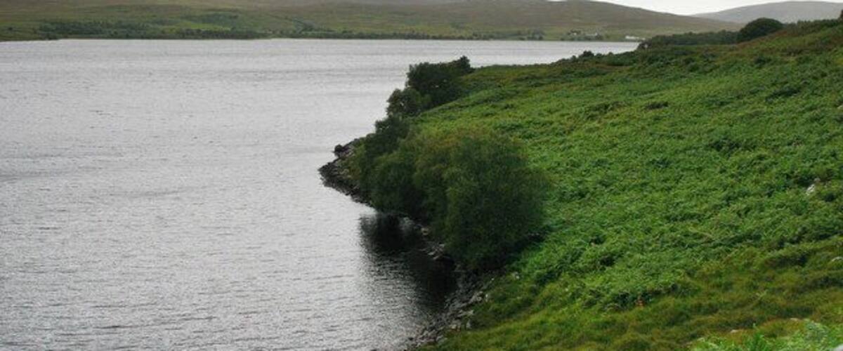 Loch Naver Promontory A close view of this promontory, with Ben Klibreck shrouded in cloud behind.
