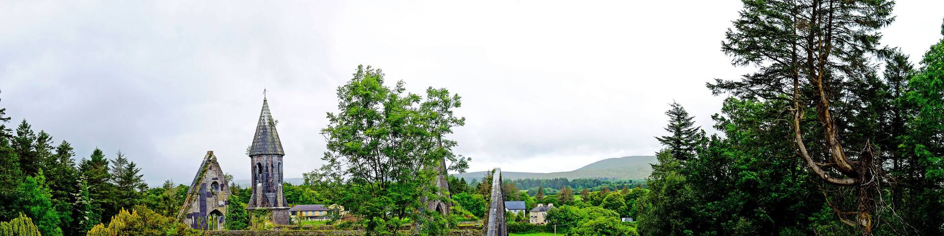 Landscape of Toormakeady Church, Lough Mask County Mayo in Ireland.