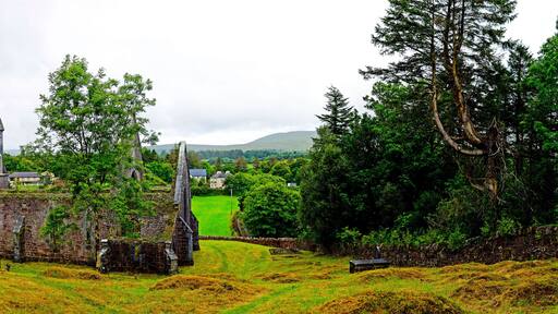 Landscape of Toormakeady Church, Lough Mask County Mayo in Ireland.