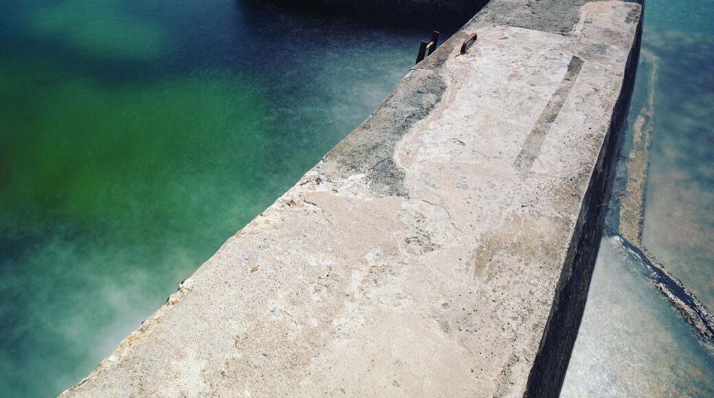 The wiggly wall, part of the sea defences at St. Monans in Fife