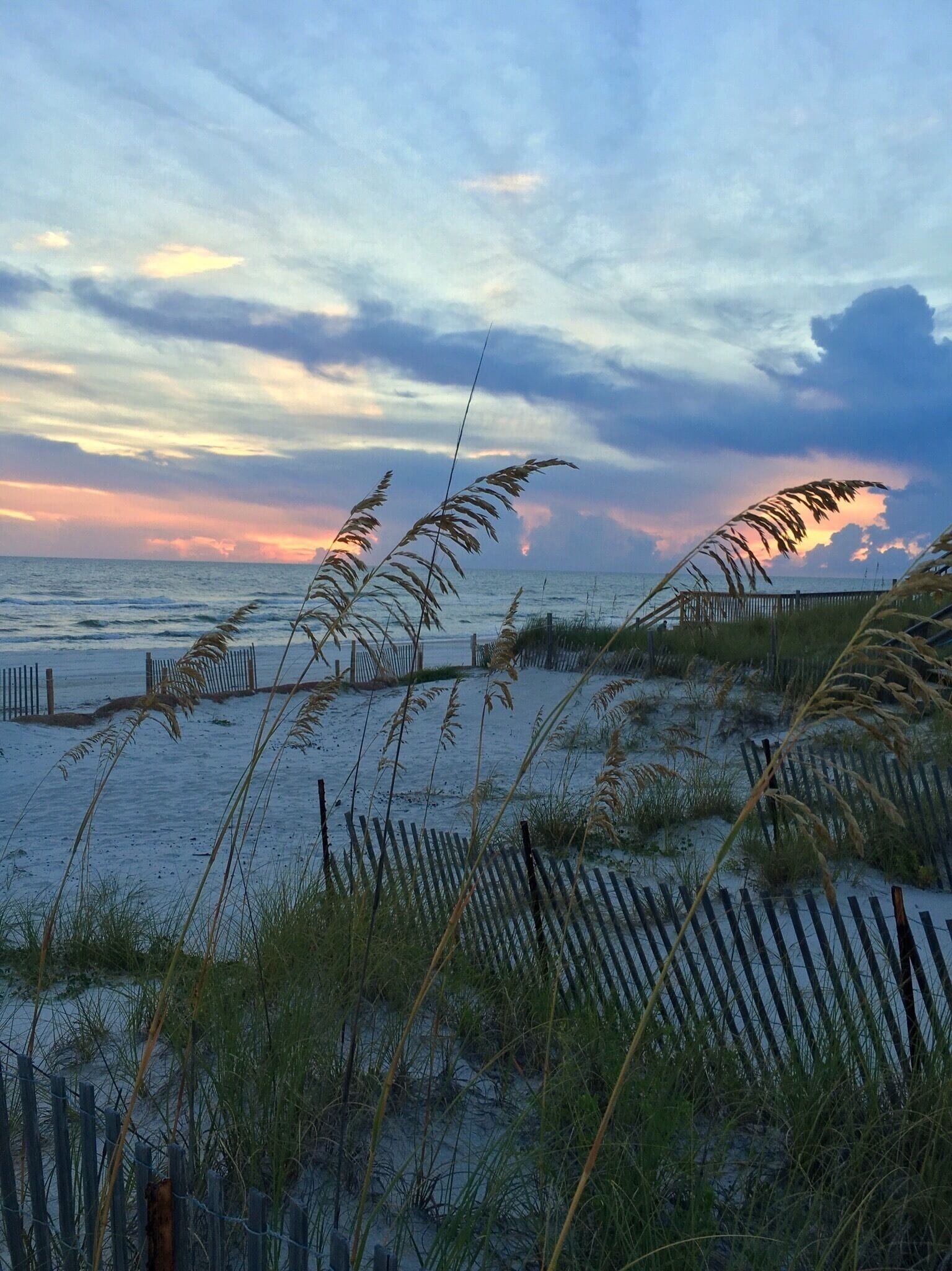 Sunset through the sea oats at Cape San Blas, Florida.  Beautiful beaches, very quite; a perfect place to come and relax.