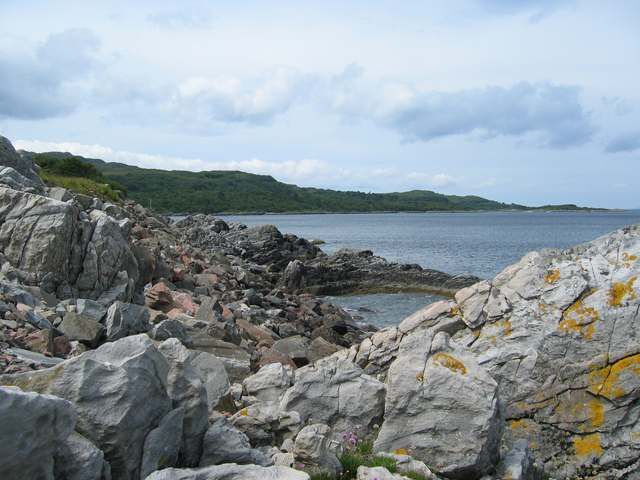 Rocks at Rubh' a'Chairn Mhoir. On the southern shore of the Sound of Arisaig.