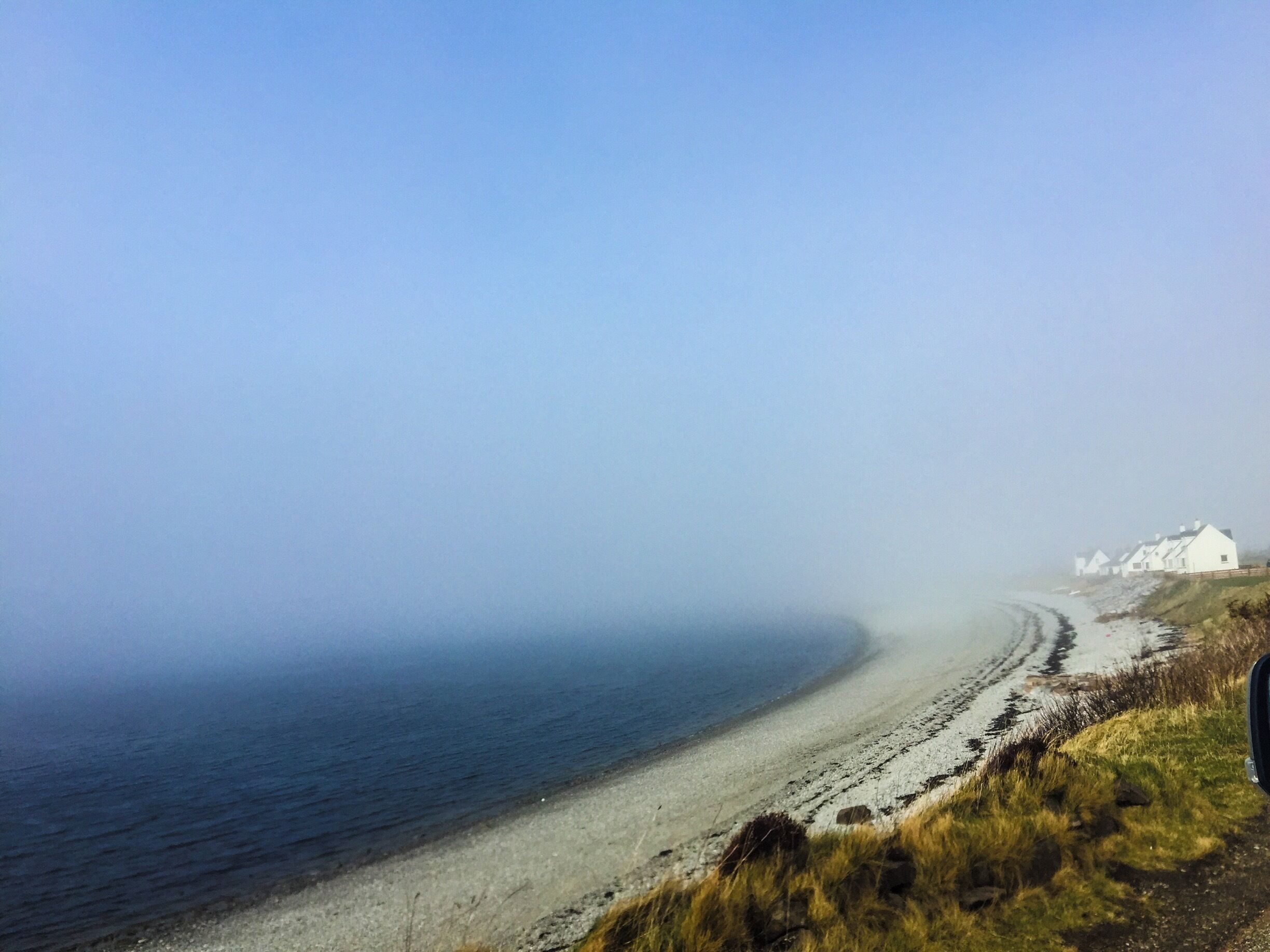 It was a clear day until we drove up the hills from Ullapool. This beach was almost invisible from the fog but I loved how there was still some blue sky peeking through. 