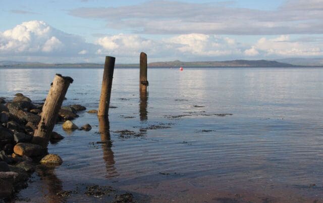 Mooring posts at Sannox jetty These old mooring posts lead out from the foreshore, immediately north of the jetty at Sannox.