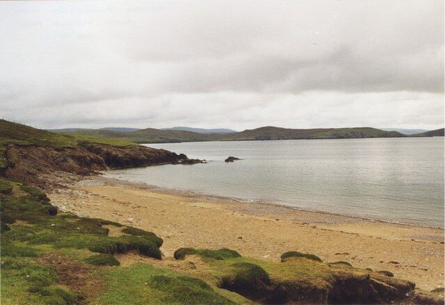 Sandy beach on Muckle Roe overlooking Swarbacks Minn