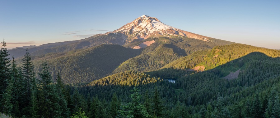 Mt Hood with Burnt Lake as viewed from the Zigzag Trial, Mt Hood WIlderness Area, Oregon