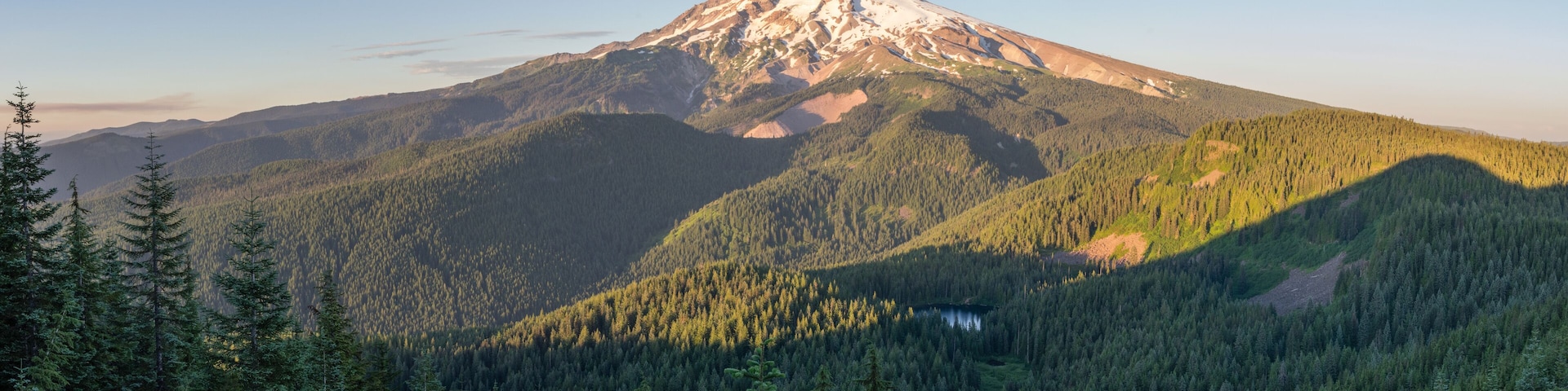 Mt Hood with Burnt Lake as viewed from the Zigzag Trial, Mt Hood WIlderness Area, Oregon