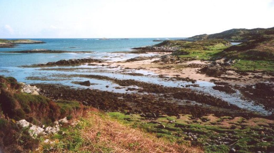 Coast to the south west of Coll's pier Coastal scenery around the northern fringes of the channel Caolas an Eilein, as seen at a fairly high tide.
