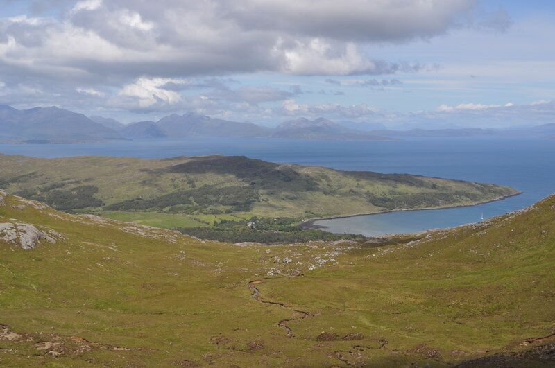 Corrie Dubh, Data from Geograph: Description: A view down to Kinloch and Corrie Dubh, this was my mapping area. ICBM: 56.998401319081, -6.3005579969223 Location: (about 2 km from) near to Kinloch, Highland, Great Britain.