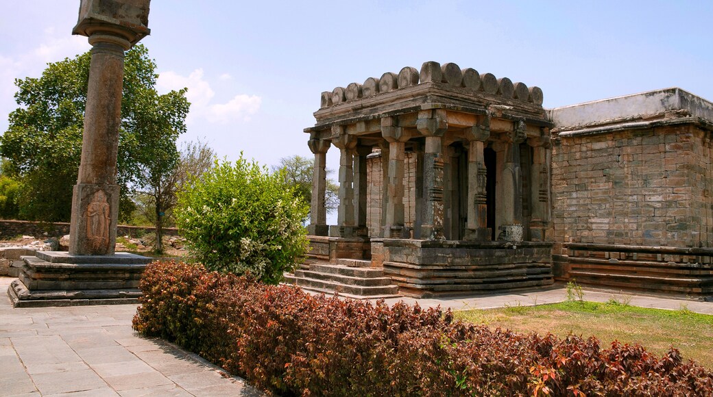 Side view of Shantinatha Basadi and Manastambha in front of it, Basadi Halli jain temple complex, Karnataka