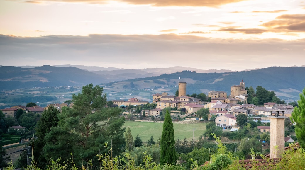 Famous and medieval Oingt village in Beaujolais, France