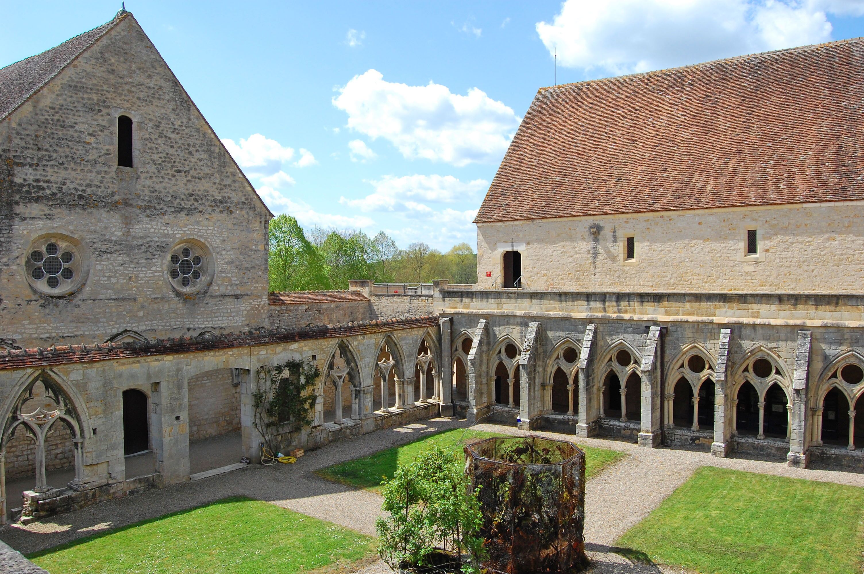 Cloister of the Noirlac Abbey in Cher department of France