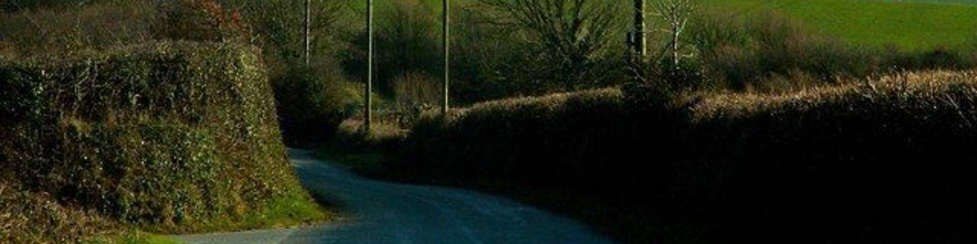 A Cornish lane. A narrow lane just over a mile from St. Columb Major.