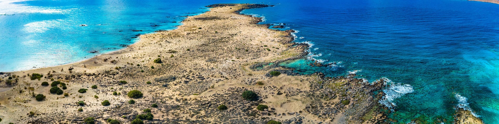 Aerial view of Elafonissi beach, Crete, Greece