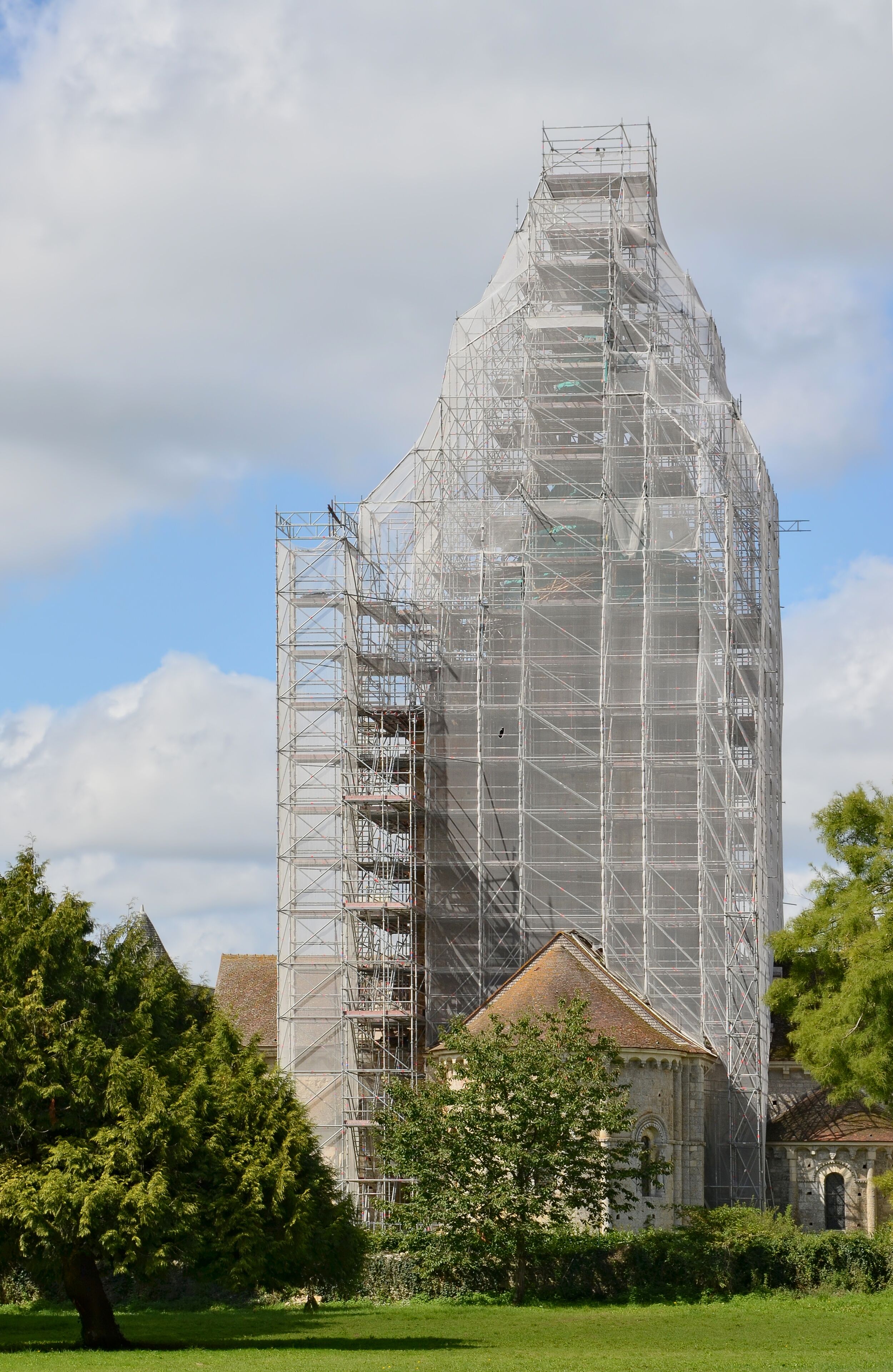 Refurbishment works of the church of Civray, Vienne, France.
