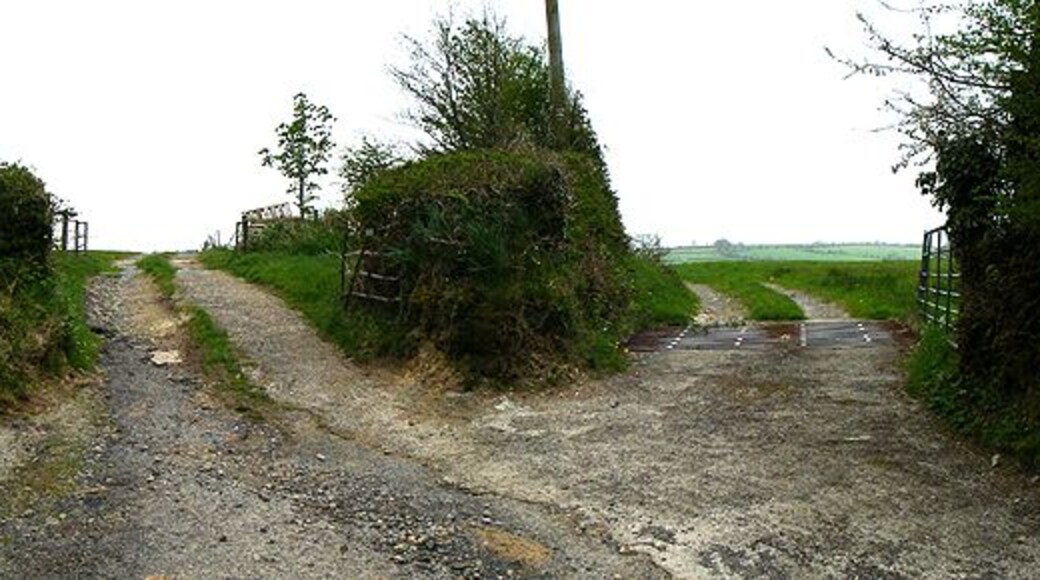 Lane. The lane to Glanneuadd is on the right. The lane on the left isn't shown on the map.