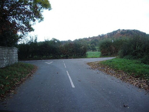Road junction A road junction west of Grinshill, with Grinshill Hill to the right in the distance