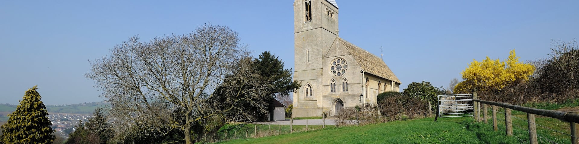 All Saints Church is the parish church for Selsley in Gloucestershire. Construction took place in 1861-62. The church contains William Morris's first commission for ecclesiastical stained glass. The distinctive saddleback tower is over a hundred feet easily catching the changing Cotswolds light on its French Gothic gables: the last of the great Cotswold wool churches, and the first to exhibit work of the English Arts and Craft movement. The church is Grade 1 listed by English Heritage who says that this church is one of George Frederick Bodley's most important early works and of great significance in the development of High Victorian architecture.