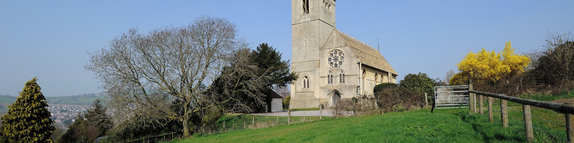 All Saints Church is the parish church for Selsley in Gloucestershire. Construction took place in 1861-62. The church contains William Morris's first commission for ecclesiastical stained glass. The distinctive saddleback tower is over a hundred feet easily catching the changing Cotswolds light on its French Gothic gables: the last of the great Cotswold wool churches, and the first to exhibit work of the English Arts and Craft movement. The church is Grade 1 listed by English Heritage who says that this church is one of George Frederick Bodley's most important early works and of great significance in the development of High Victorian architecture.
