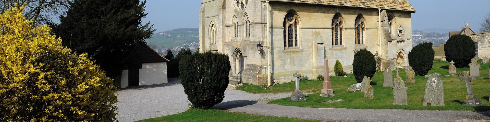All Saints Church is the parish church for Selsley in Gloucestershire. Construction took place in 1861-62. The church contains William Morris's first commission for ecclesiastical stained glass. The distinctive saddleback tower is over a hundred feet easily catching the changing Cotswolds light on its French Gothic gables: the last of the great Cotswold wool churches, and the first to exhibit work of the English Arts and Craft movement. The church is Grade 1 listed by English Heritage who says that this church is one of George Frederick Bodley's most important early works and of great significance in the development of High Victorian architecture.