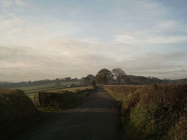 The Road to North Down. On the left is the valley of the River Yeo, on the right the valley of the Troney.