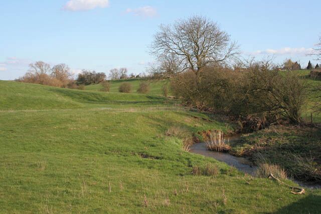 Countryside near Morcott Looking down stream. This brook meanders its way towards the River Chater through hummocky fields.