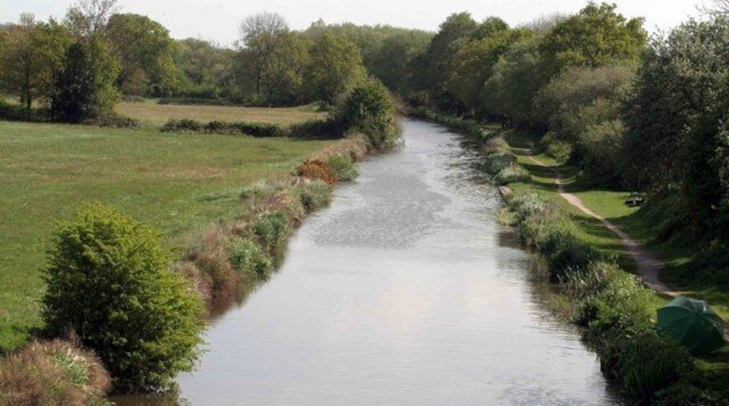 The Trent and Mersey canal. Looking off the road over bridge towards Stenson.