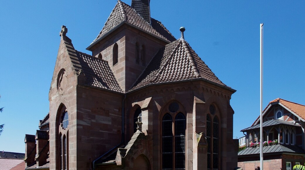 Gieboldehausen in Niedersachsen. Die Gustav-Adolf-Kirche steht unter Denkmalschutz.