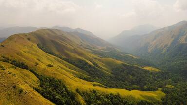 aerial Panaroma beautiful landscape of devaramane mountain