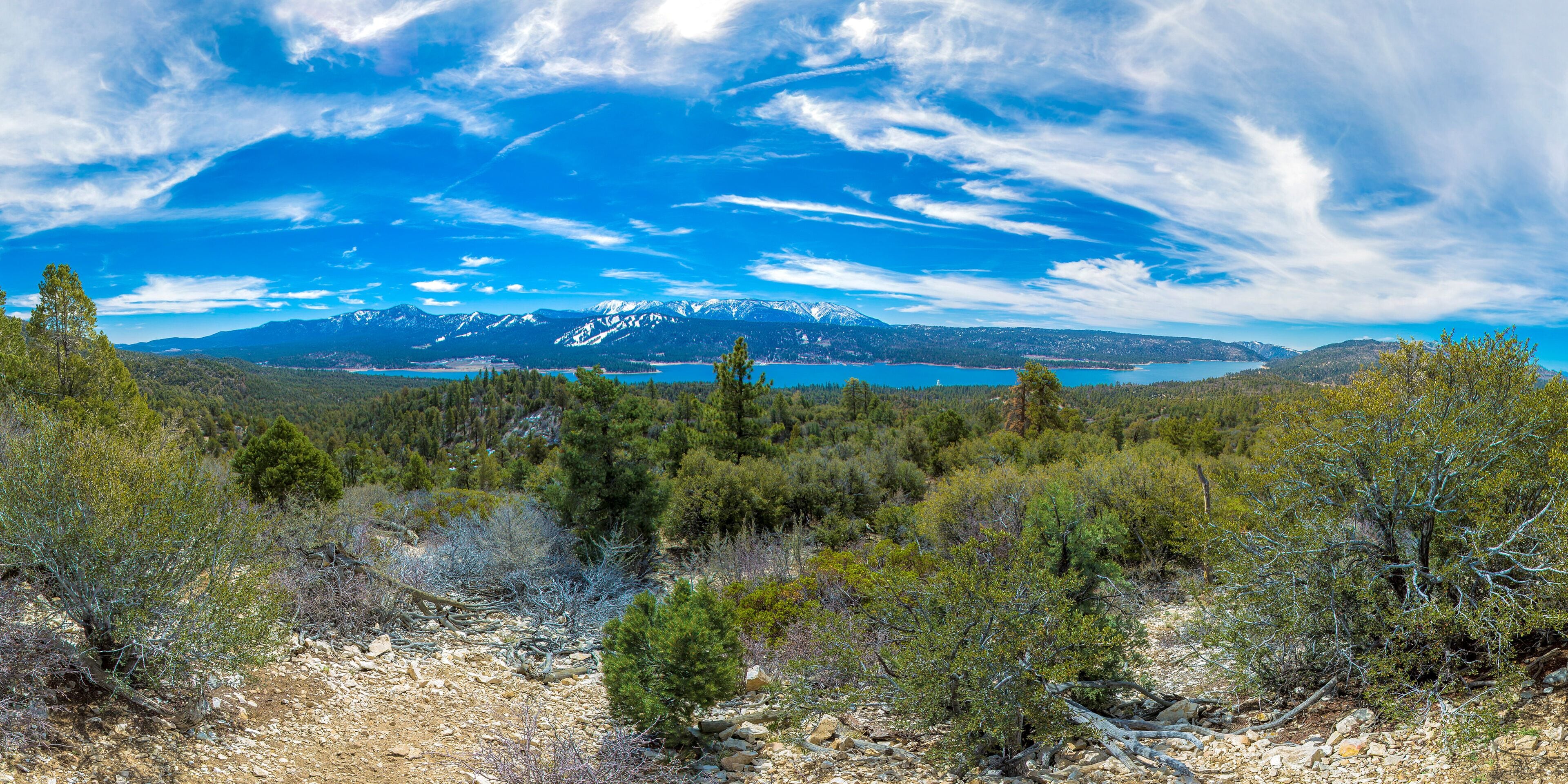 Mountain lake and sky view in Big Bear California